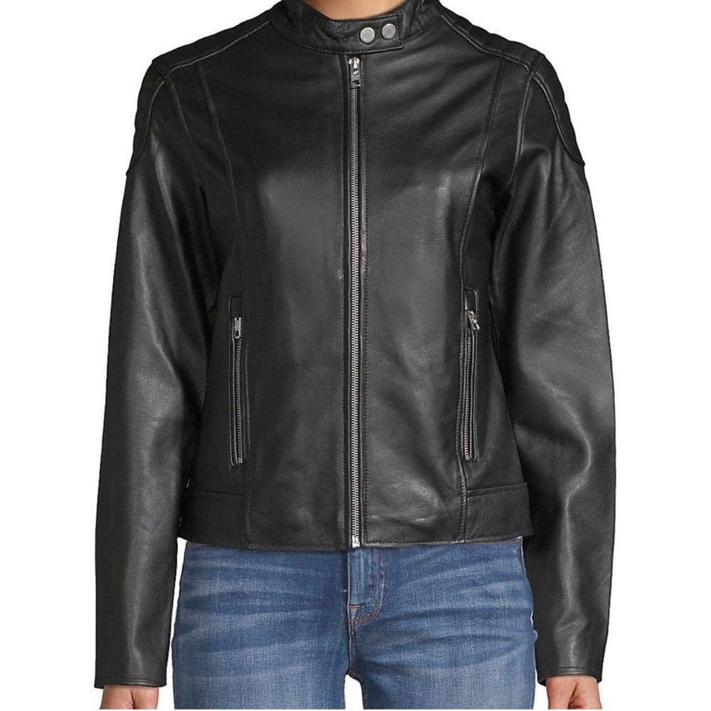 William Rast Women’s Leather Black Moto Jacket Size Large NWT